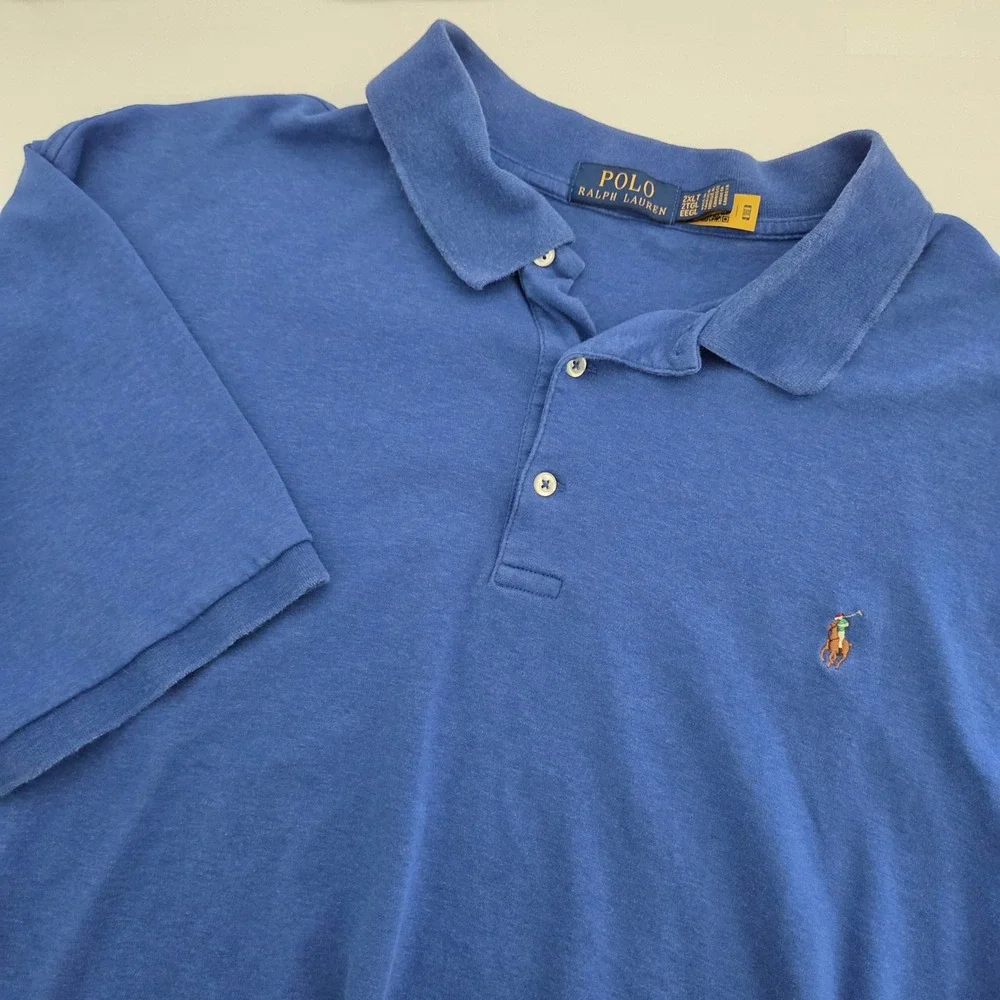 Polo Ralph Lauren Polo Shirt Blue Short Sleeve Cotton Mens 2XLT